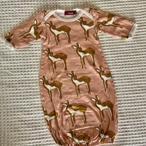 Milkbarn Deer Print Bamboo Newborn Gown
